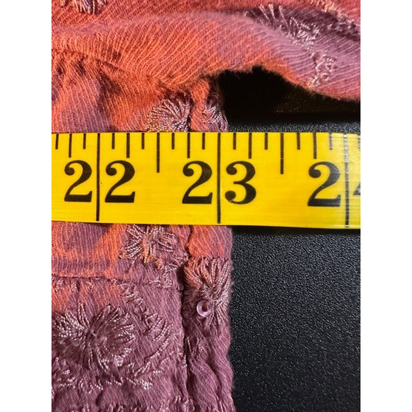 Anthropologie Pilcro Jolie Pintuck Blouse In Mauve Pink Embroidery Boho XL - Picture 11 of 14